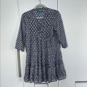 J. Crew Cotton Button-Front Cover-up Dress in Blue Stamp Floral Tiered Skirt